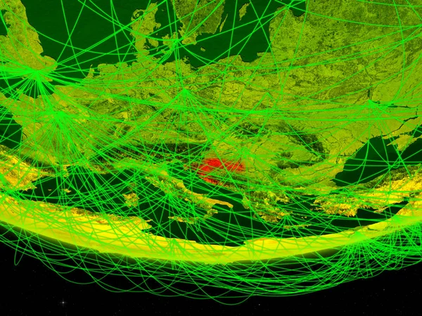Хорватія Зелений Моделі Планети Земля Мережі Які Представляють Цифрову Епоху — стокове фото