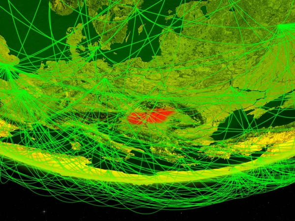 Hongrie Sur Modèle Vert Planète Terre Avec Réseau Représentant Ère — Photo