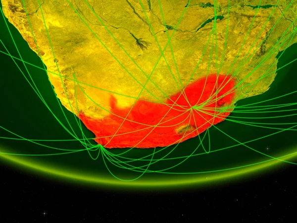 África Sul Modelo Verde Planeta Terra Com Rede Que Representa — Fotografia de Stock
