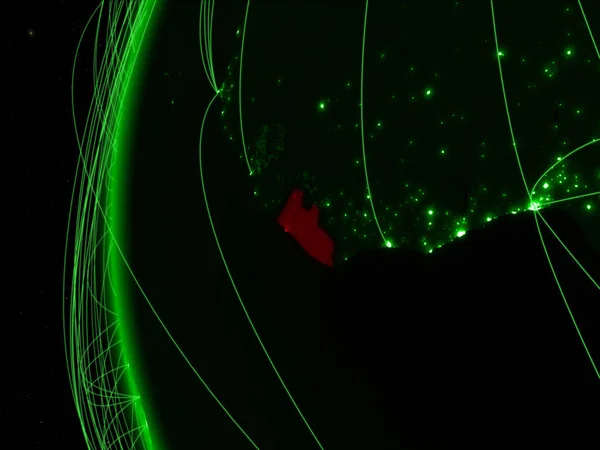 Liberia from space on green model of Earth with international networks. Concept of green communication or travel. 3D illustration. Elements of this image furnished by NASA.