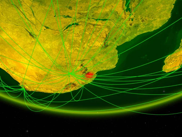 Eswatini Modelo Verde Del Planeta Tierra Con Red Que Representa —  Fotos de Stock