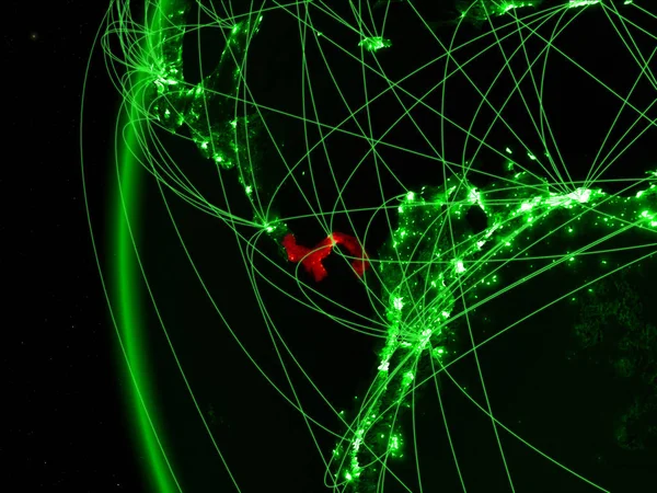 Panama Från Rymden Grön Modell Jorden Med Internationella Nätverk Begreppet — Stockfoto