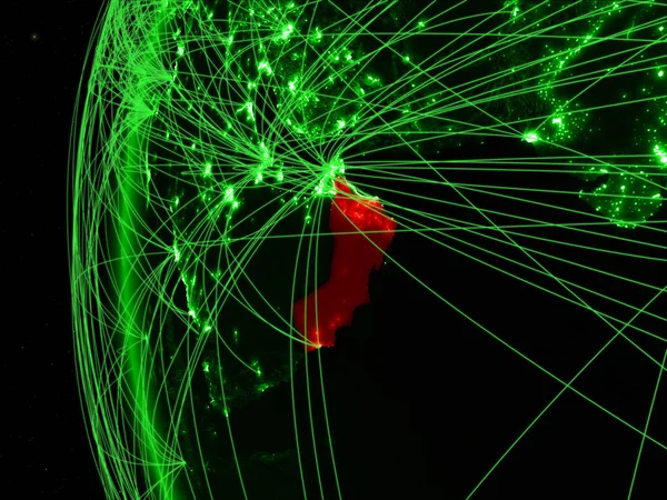 オマーン国際ネットワークと地球の緑のモデル上の領域から グリーン通信または旅行のコンセプトです イラスト Nasa から提供されたこのイメージの要素 — ストック写真