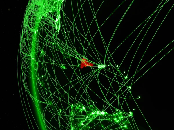 国際的なネットワークと地球の緑のモデル上の領域からドミニカ共和国 グリーン通信または旅行のコンセプトです イラスト Nasa から提供されたこのイメージの要素 — ストック写真