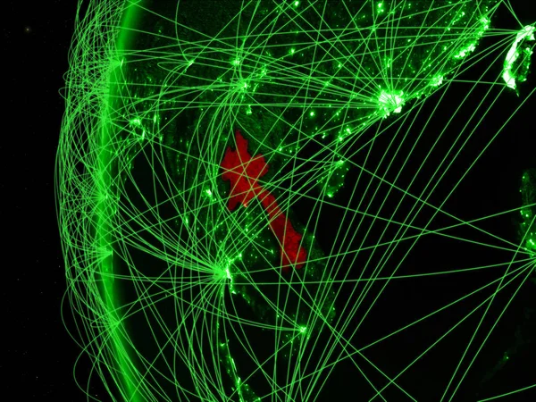 国際的なネットワークと地球の緑のモデル上の領域からラオス グリーン通信または旅行のコンセプトです イラスト Nasa から提供されたこのイメージの要素 — ストック写真