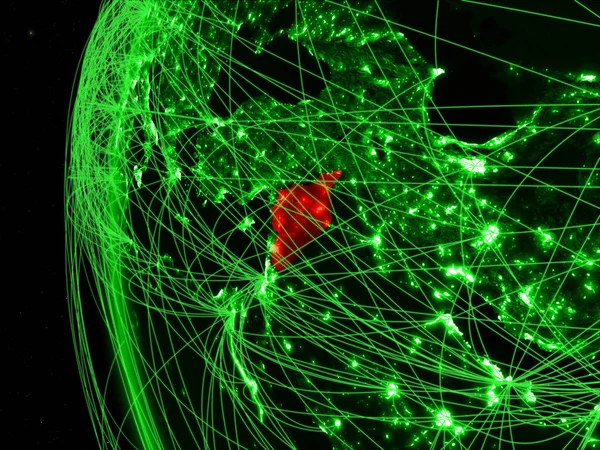 Síria Partir Espaço Modelo Verde Terra Com Redes Internacionais Conceito — Fotografia de Stock