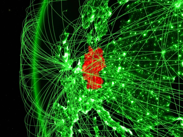 Alemanha Espaço Modelo Verde Terra Com Redes Internacionais Conceito Comunicação — Fotografia de Stock