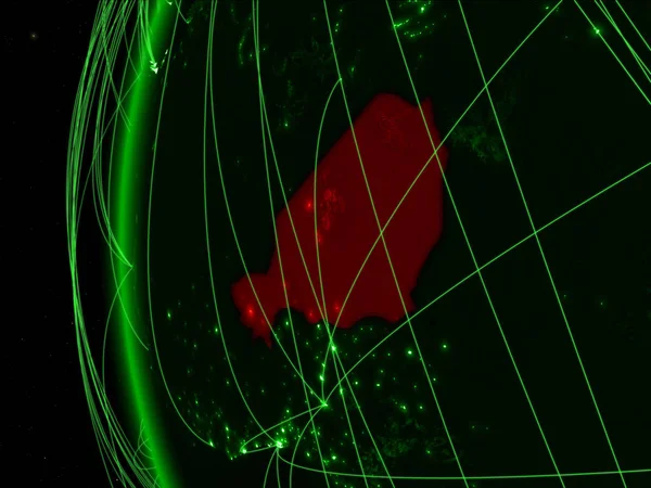 Niger Ruimte Groene Model Van Aarde Met Internationale Netwerken Concept — Stockfoto