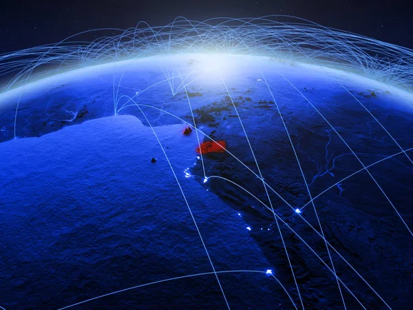 Guiné Equatorial Planeta Azul Digital Terra Com Rede Internacional Representando — Fotografia de Stock
