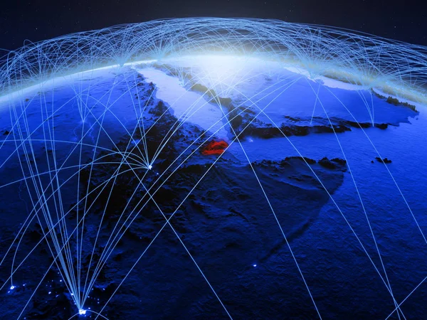 国際的なネットワーク通信 旅行および接続を表す青いデジタル惑星地球にジブチ イラスト Nasa から提供されたこのイメージの要素 — ストック写真