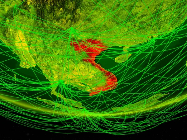 Vietnam Modelo Verde Del Planeta Tierra Con Red Que Representa —  Fotos de Stock