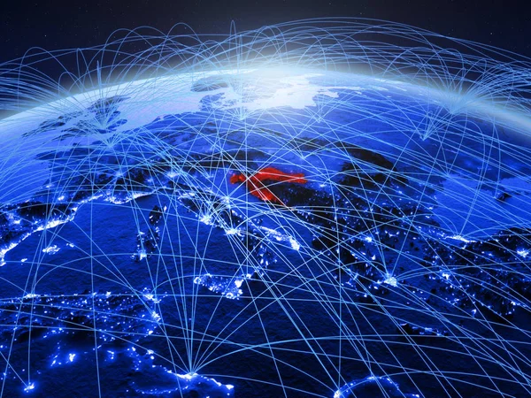Chorwacja Niebieski Cyfrowy Ziemi Międzynarodowej Sieci Komunikacji Podróży Połączeń Ilustracja — Zdjęcie stockowe