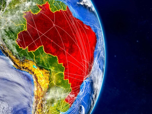 Brasilien Auf Dem Planeten Erde Mit Netzwerken Extrem Detaillierte Planetenoberfläche — Stockfoto