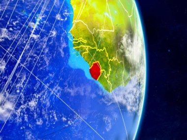 Sierra Leone Planet Earth ağları ile. Son derece ayrıntılı gezegenin yüzeyi ve bulutlar. 3D çizim. Nasa tarafından döşenmiş bu görüntü unsurları.