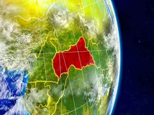 Central Africa on planet Earth with networks. Extremely detailed planet surface and clouds. 3D illustration. Elements of this image furnished by NASA.