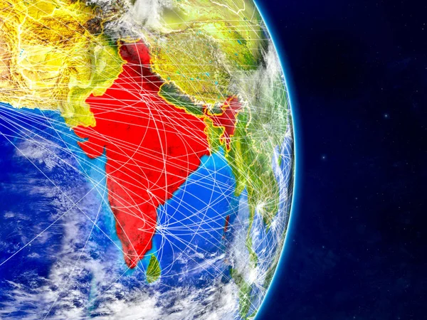 India Planeta Tierra Con Redes Superficie Del Planeta Nubes Extremadamente —  Fotos de Stock