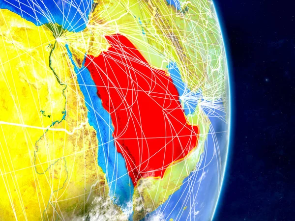 Saudiarabien Planeten Jorden Med Nätverk Extremt Detaljerad Planeten Ytan Och — Stockfoto