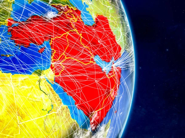 Westasien Auf Dem Planeten Erde Mit Netzwerken Extrem Detaillierte Planetenoberfläche — Stockfoto