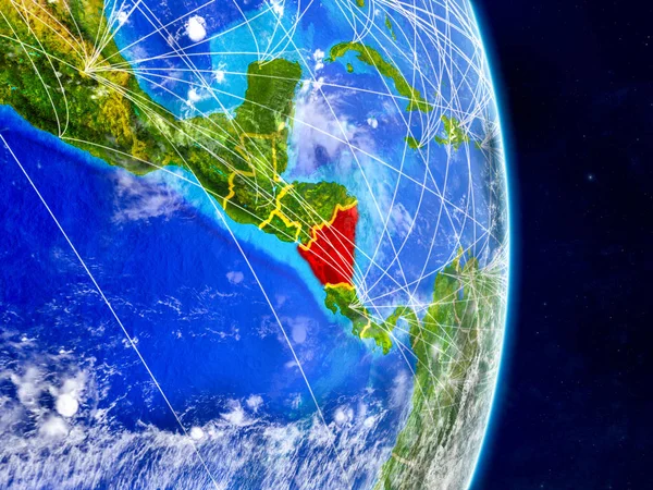 Nicaragua Auf Dem Planeten Erde Mit Netzwerken Extrem Detaillierte Planetenoberfläche — Stockfoto