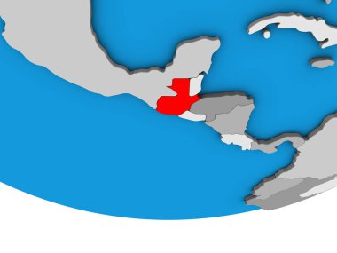 Guatemala basit siyasi 3d dünya üzerinde. 3D çizim.