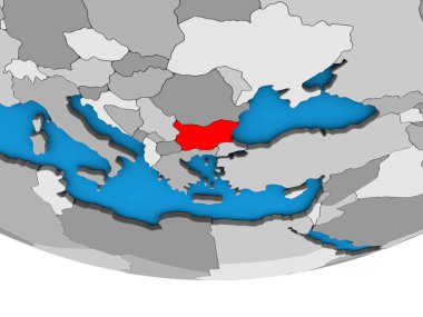 Bulgaristan basit siyasi 3d dünya üzerinde. 3D çizim.