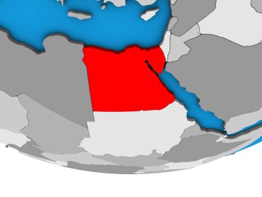 Mısır basit siyasi 3d dünya üzerinde. 3D çizim.
