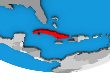 Küba basit siyasi 3d dünya üzerinde. 3D çizim.