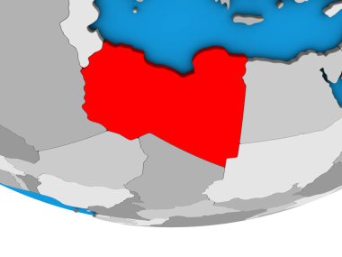 Libya basit siyasi 3d dünya üzerinde. 3D çizim.