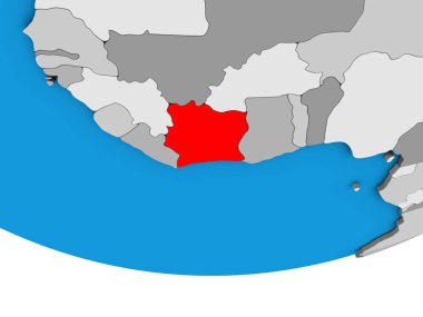 Fildişi Sahili basit siyasi 3d dünya üzerinde. 3D çizim.