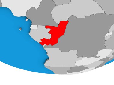 Kongo basit siyasi 3d dünya üzerinde. 3D çizim.