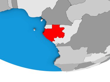 Gabon basit siyasi 3d dünya üzerinde. 3D çizim.
