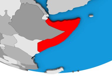 Somali basit siyasi 3d dünya üzerinde. 3D çizim.