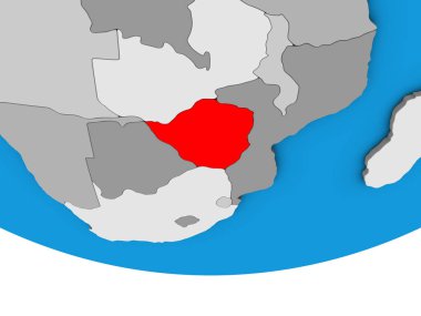 Zimbabve basit siyasi 3d dünya üzerinde. 3D çizim.