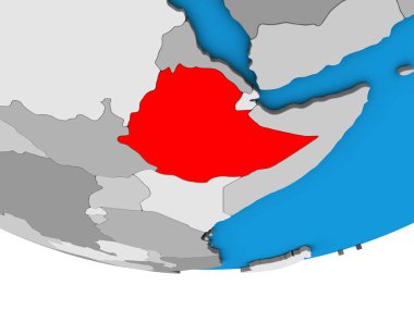 Etiyopya basit siyasi 3d dünya üzerinde. 3D çizim.