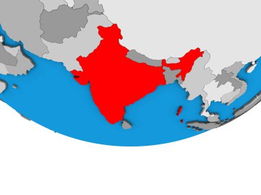 Hindistan basit siyasi 3d dünya üzerinde. 3D çizim.
