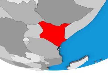 Kenya basit siyasi 3d dünya üzerinde. 3D çizim.