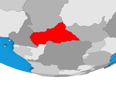 Orta Afrika basit siyasi 3d dünya üzerinde. 3D çizim.