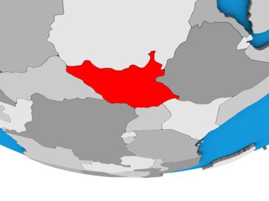 Güney Sudan basit siyasi 3d dünya üzerinde. 3D çizim.
