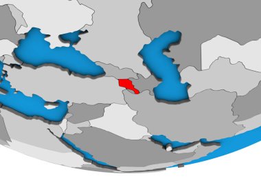 Ermenistan basit siyasi 3d dünya üzerinde. 3D çizim.