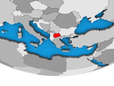 Makedonya basit siyasi 3d dünya üzerinde. 3D çizim.