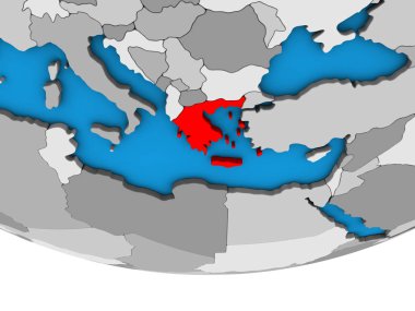 Yunanistan basit siyasi 3d dünya üzerinde. 3D çizim.