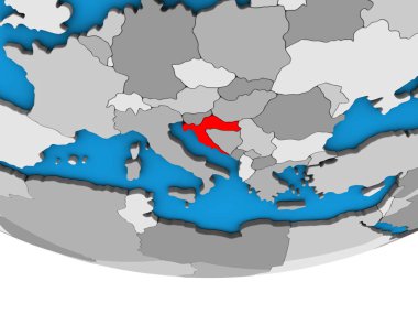 Hırvatistan basit siyasi 3d dünya üzerinde. 3D çizim.