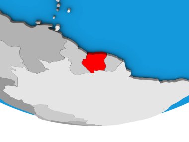 Surinam basit siyasi 3d dünya üzerinde. 3D çizim.