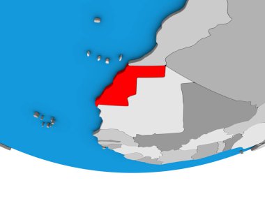 Batı Sahra basit siyasi 3d dünya üzerinde. 3D çizim.