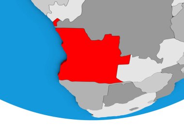 Angola basit siyasi 3d dünya üzerinde. 3D çizim.