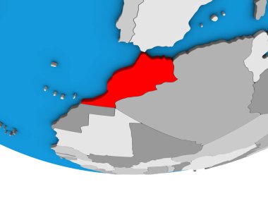 Fas basit siyasi 3d dünya üzerinde. 3D çizim.