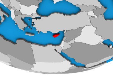 Kıbrıs basit siyasi 3d dünya üzerinde. 3D çizim.