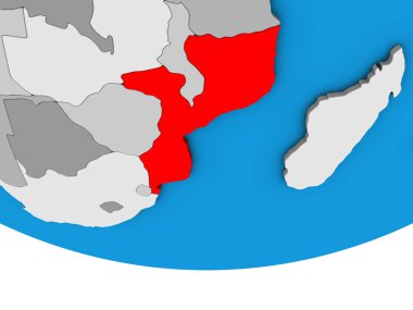 Mozambik basit siyasi 3d dünya üzerinde. 3D çizim.