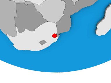 eswatini basit siyasi 3d dünya üzerinde. 3D çizim.