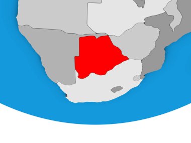 Botsvana basit siyasi 3d dünya üzerinde. 3D çizim.